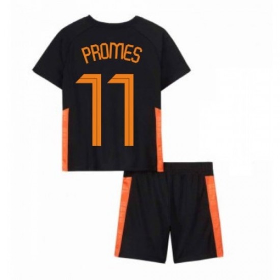 Camisola Países Baixos Quincy Promes 11 Criança Equipamento Segundo Euro 2020 Manga Curta